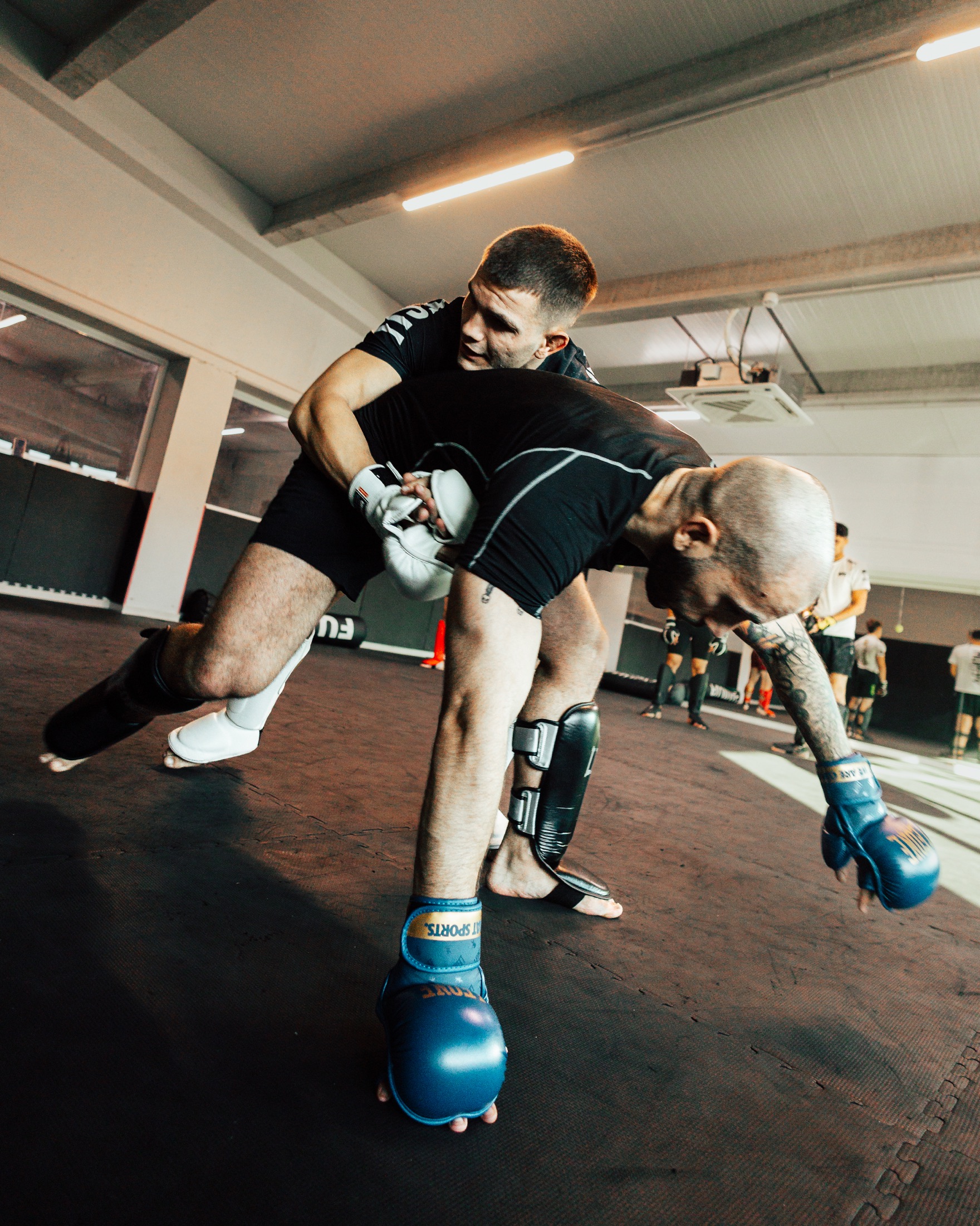 Grappling in action during training